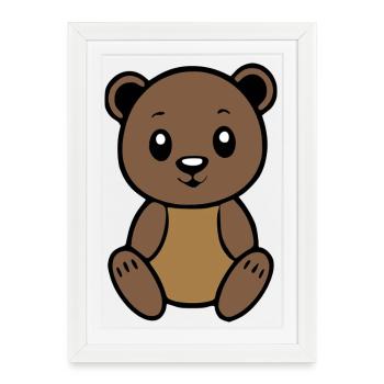 Baer_Baerchen_braun_T shirt_Kinder_Geschenk - Affiche encadrée (27 × 37 cm) - blanc - Devant