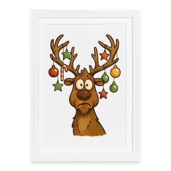 Orignal joyeux avec décoration d’arbre - Affiche encadrée (27 × 37 cm) - blanc - Devant