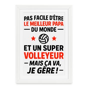 Volleyball – Super Papa Volleyeur - Affiche encadrée (27 × 37 cm) - blanc - Devant