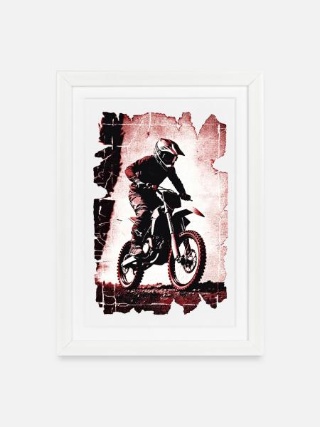01_Motocross_Vintage_Sprung - Framed poster (27 × 37 cm) - white