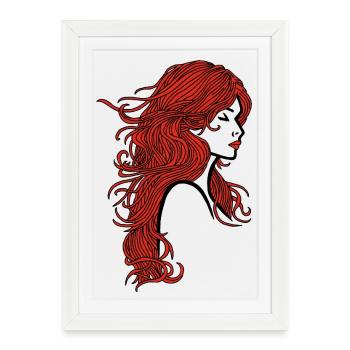 Jolie fille aux cheveux rouges - Affiche encadrée (27 × 37 cm) - blanc - Devant