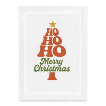 Typographie de l’arbre de Noël HoHoHo - Affiche encadrée (27 × 37 cm) - blanc - Devant