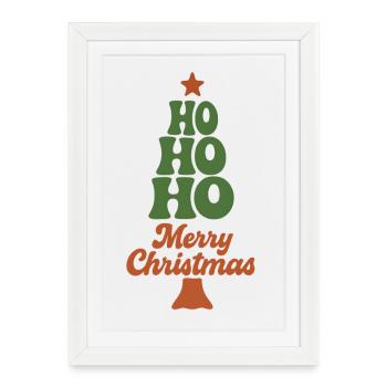 Sapin de Noël Ho Ho Ho - Affiche encadrée (27 × 37 cm) - blanc - Devant