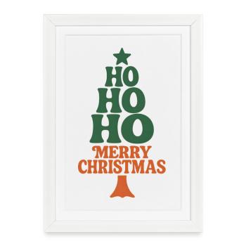 Hohoho Hippie Rétro Noël des années 70 - Affiche encadrée (27 × 37 cm) - blanc - Devant