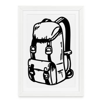 Backpack Symbol Camping Travel - Framed poster (27 × 37 cm) - white - Front