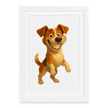 Jack Russell Terrier grinning - Framed poster (27 × 37 cm) - white - Front
