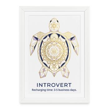 Geometric Turtle Mandala Introvert - Framed poster (27 × 37 cm) - white - Front