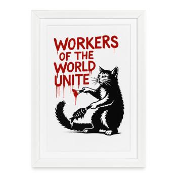 Cat and red typography - Framed poster (27 × 37 cm) - white - Front