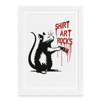Art de la chemise graffitie de chat | L’art des chemises est génial - Affiche encadrée (27 × 37 cm) - blanc - Devant