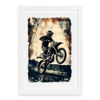 02_Motocross_Vintage_Sprung - Affiche encadrée (27 × 37 cm) - blanc - Devant