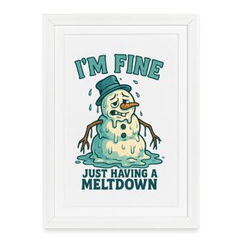 Snowman Meltdown Irony Sarcasm - Framed poster (27 × 37 cm) - white - Front