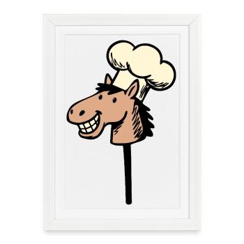 Chevaux de bataille Chevaux de bataille Cuisinier de loisir - Affiche encadrée (27 × 37 cm) - blanc - Devant