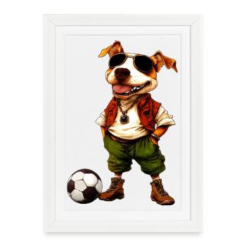 Football pour chiens - Affiche encadrée (27 × 37 cm) - blanc - Devant