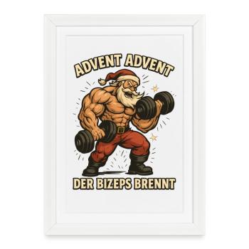Les biceps brûlent à Noël - Affiche encadrée (27 × 37 cm) - blanc - Devant