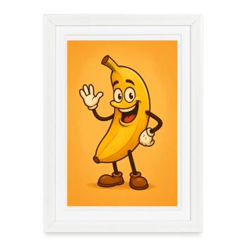 Mascotte banane vivante - Affiche encadrée (27 × 37 cm) - blanc - Devant