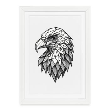 Geometric Eagle Head – Line Art - Framed poster (27 × 37 cm) - white - Front