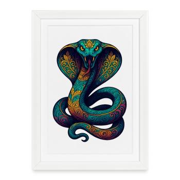 Ornement coloré de cobra - Affiche encadrée (27 × 37 cm) - blanc - Devant