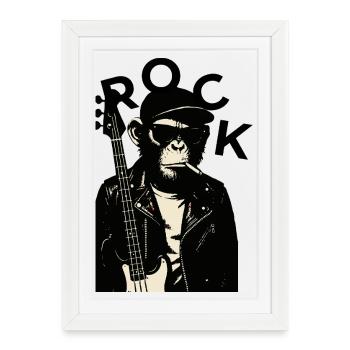 Monkey Biker Rock Guitarist - Framed poster (27 × 37 cm) - white - Front
