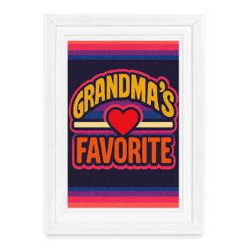 Grandma's Favorite Retro Heart, Family  - Framed poster (27 × 37 cm) - white - Front
