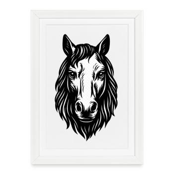 Art de la tête du cheval - Affiche encadrée (27 × 37 cm) - blanc - Devant