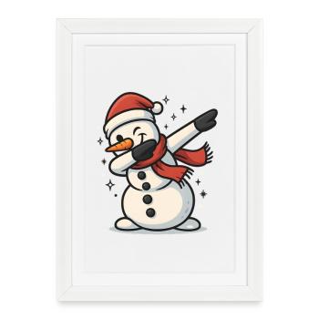Joyeux Noël, bonhomme de neige - Affiche encadrée (27 × 37 cm) - blanc - Devant