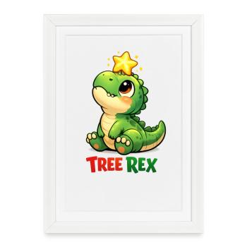 Tree Rex Dino T Rex - Affiche encadrée (27 × 37 cm) - blanc - Devant