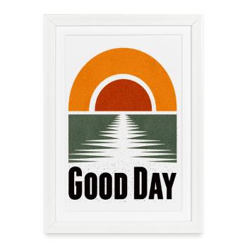 Sunset on the lake Good Day - Framed poster (27 × 37 cm) - white - Front