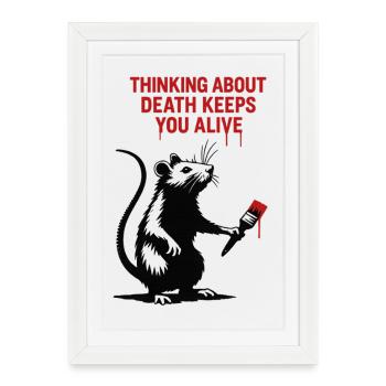 Rat with a Red Brush – Death Keeps You Alive - Framed poster (27 × 37 cm) - white - Front