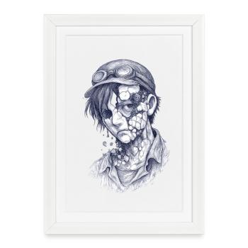 Decayed mechanic| Surreal Zomie Boy - Framed poster (27 × 37 cm) - white - Front