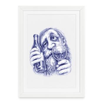 Bacchus | Wine-drunk old gentleman - Framed poster (27 × 37 cm) - white - Front