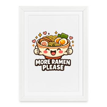 Bol de nouilles ramen mignons - Affiche encadrée (27 × 37 cm) - blanc - Devant