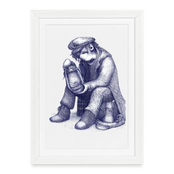 Triste | Stylo à bille peint à la main - Affiche encadrée (27 × 37 cm) - blanc - Devant