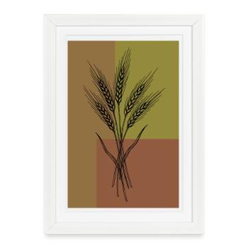 Wheat Ears Line Art – Botanical Design - Framed poster (27 × 37 cm) - white - Front