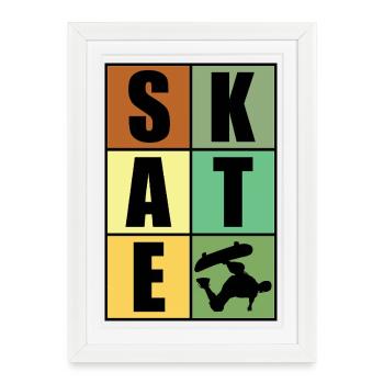 skate skateboard - Affiche encadrée (27 × 37 cm) - blanc - Devant