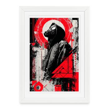 Masque à gaz de style géométrique - Affiche encadrée (27 × 37 cm) - blanc - Devant