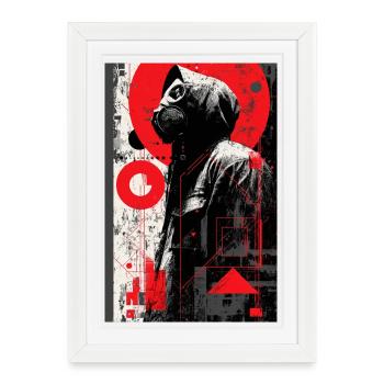 Red Graffiti Gas Mask - Framed poster (27 × 37 cm) - white - Front