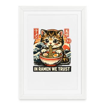 Ramen Chat - Affiche encadrée (27 × 37 cm) - blanc - Devant