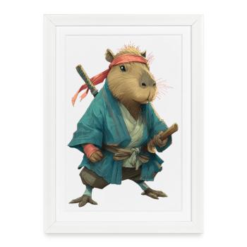 Capybara Ninja - Affiche encadrée (27 × 37 cm) - blanc - Devant
