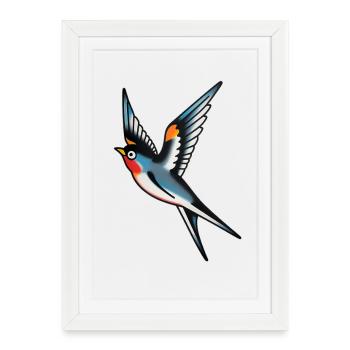 Hirondelle tatouée classique - Affiche encadrée (27 × 37 cm) - blanc - Devant