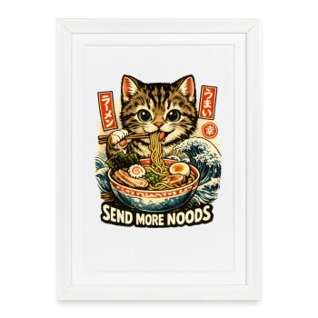 Ramen Noodles Cat Lover Retro Kawaii Cats - Framed poster (27 × 37 cm) - white - Front
