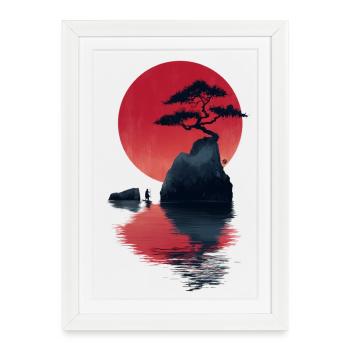 Red Zen Sunset Island - Framed poster (27 × 37 cm) - white - Front