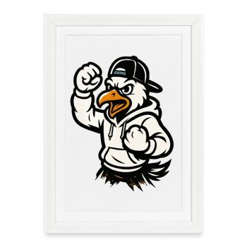 Mascotte de l’aigle martial - Affiche encadrée (27 × 37 cm) - blanc - Devant