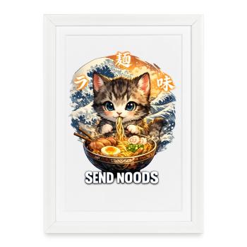 Cat Ramen Send Noods - Framed poster (27 × 37 cm) - white - Front