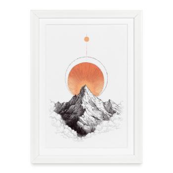 Lever du soleil sur Bergring - Affiche encadrée (27 × 37 cm) - blanc - Devant