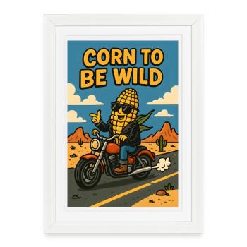 Korn auf wilde Fahrt - Corn to be wild - Parody - Framed poster (27 × 37 cm) - white - Front