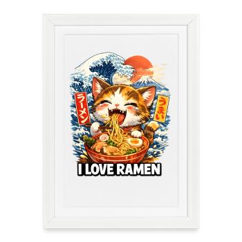 Cat Ramen Kawaii - Framed poster (27 × 37 cm) - white - Front