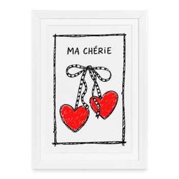 Collier Cœur Ma Chérie - Affiche encadrée (27 × 37 cm) - blanc - Devant
