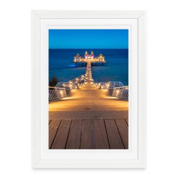 Pier at the Baltic Sea Beach - Framed poster (27 × 37 cm) - white - Front