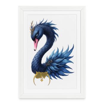 Blue Peacock Fantasy - Framed poster (27 × 37 cm) - white - Front