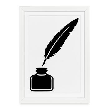 Silhouette de l’encrier en plume - Affiche encadrée (27 × 37 cm) - blanc - Devant